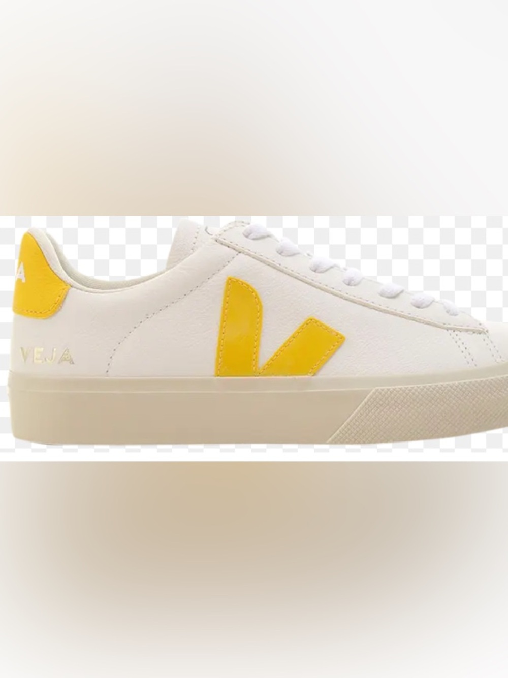 Veja White Sneaker with Yellow 'V' Logo in 8